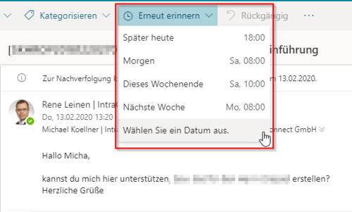 Reminder Outlook Web App Office 365