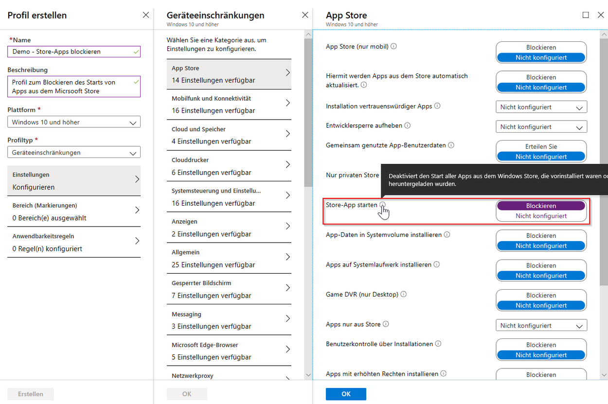 Microsoft Intune App Store blockieren