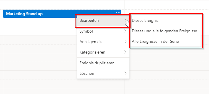 Outlook 365 Web App Terminserie bearbeiten 